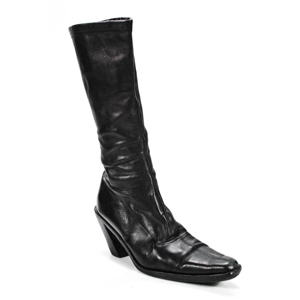 SOLD • ANN DEMEULEMEESTER Black Slant Heel Boot 7